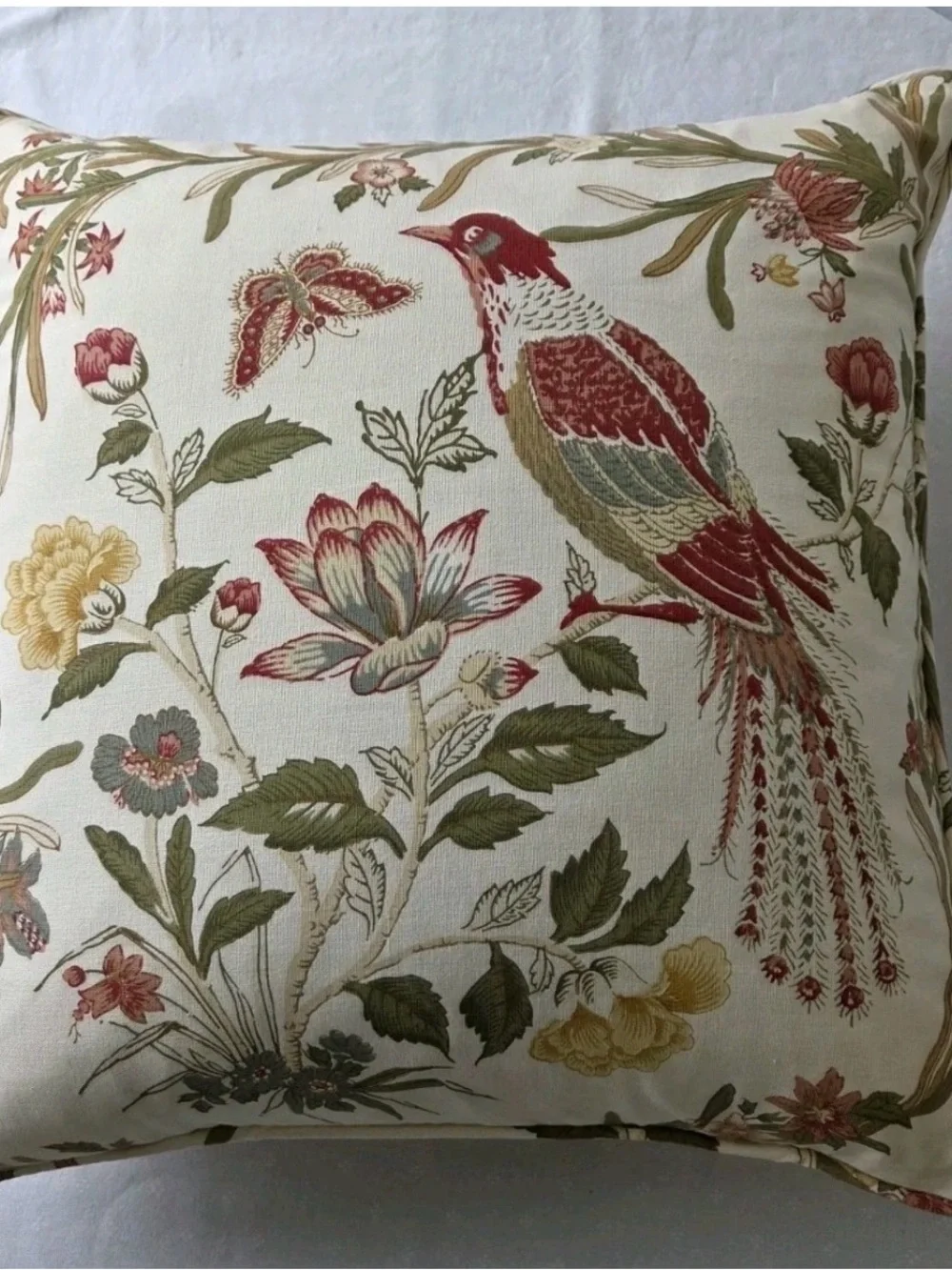 Pottery Barn Nature Jerri Birds Decorative Pillow  Cotton Linen down 20 x 20